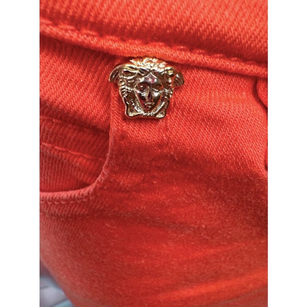 Women's Versace Runway Coral Medusa Motif Denim Jeans Size 25 - Picture 14 of 16